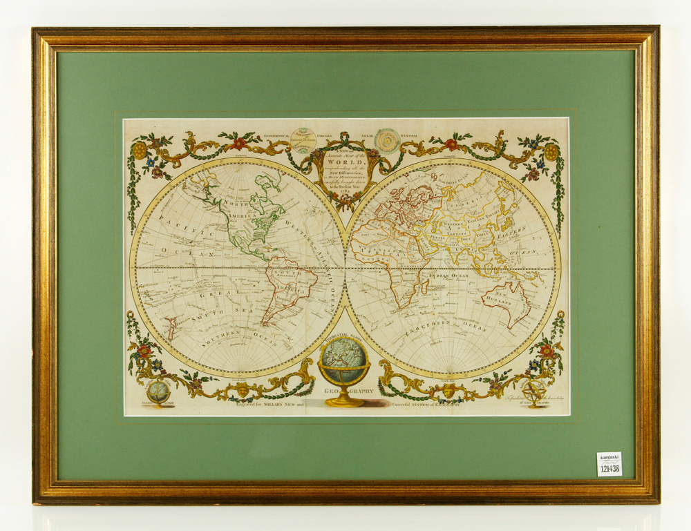 Appraisal: - World Map Dated World map dated hand colored engraving