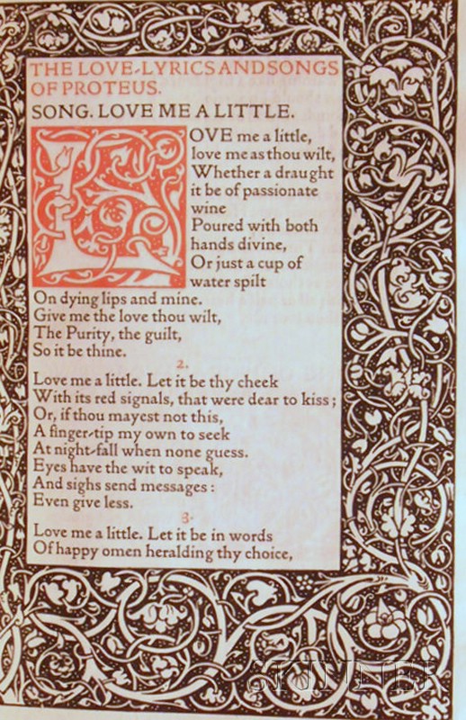 Appraisal: Kelmscott Press William Morris Blunt Wilfrid Scawen - The Love-Lyrics