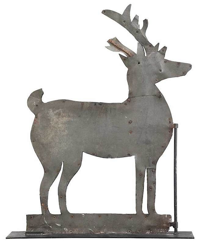 Appraisal: A Folk Art Sheet Metal Standing Stag Weathervane American late