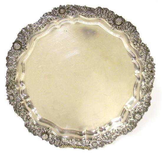 Appraisal: SILVER Tiffany Co sterling Chrysanthemum round tray circa Directorship of