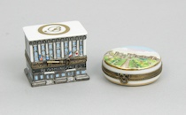 Appraisal: A Pair of Architectural Limoges Porcelain Boxes Limited Edition Bloomingdale's