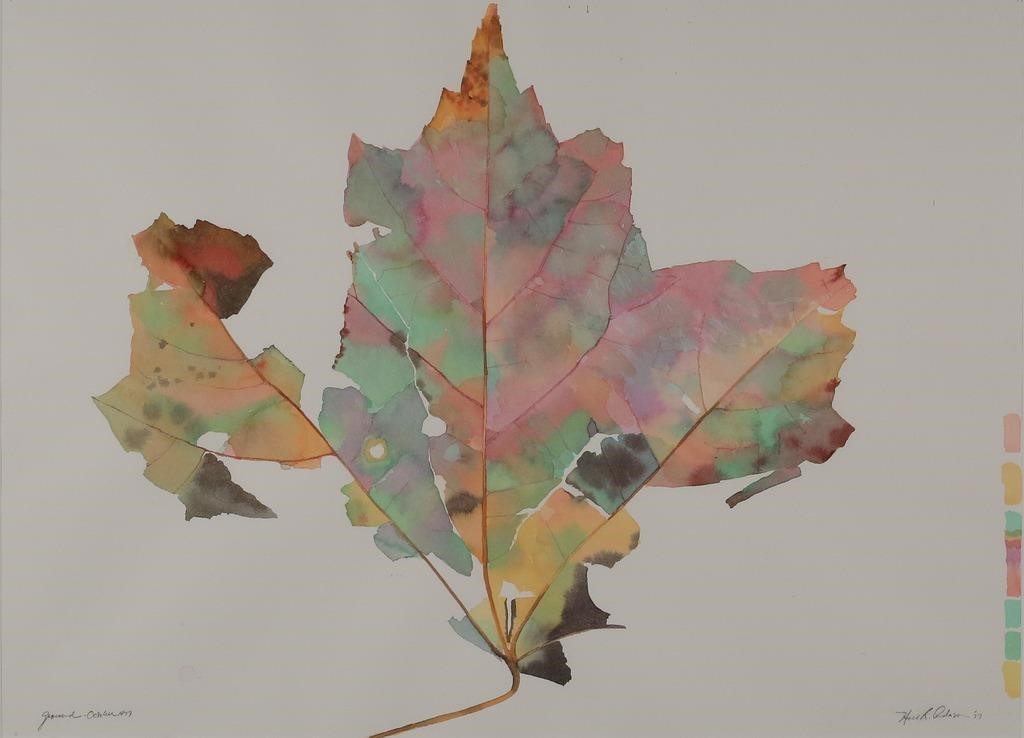 Appraisal: Neil R Anderson American b Ground October Watercolor Autumn Leaf