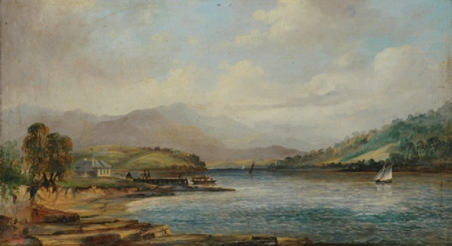 Appraisal: Joshua Higgs working s Risdon Ferry River Derwent oil on