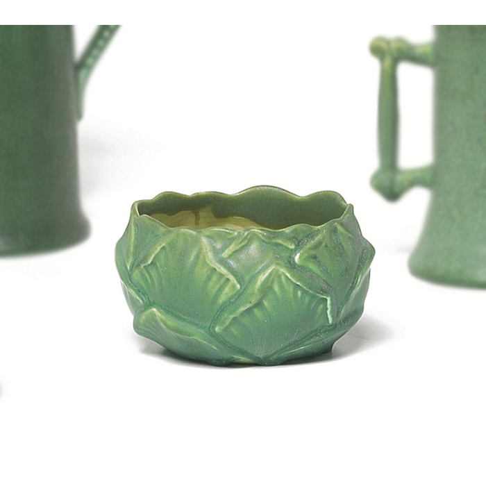 Appraisal: Hampshire bowl organic shape covered in a green matt glaze