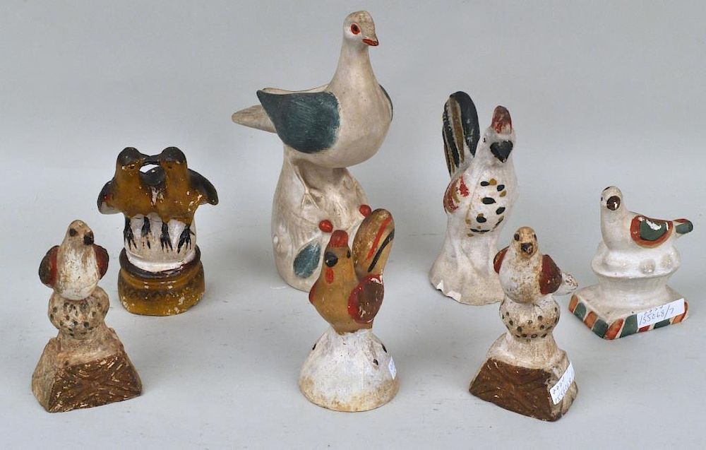 Appraisal: Group of Seven Chalkware Figures of Birds including doves and