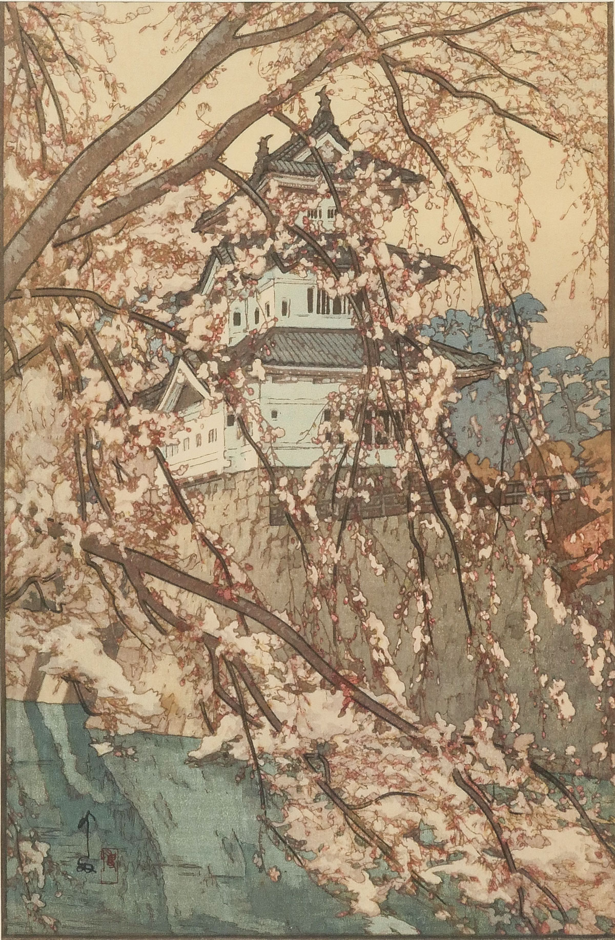 Appraisal: YOSHIDA Hiroshi Japanese - ''Hirosaki Castle'' Japanese Woodblock Print ''