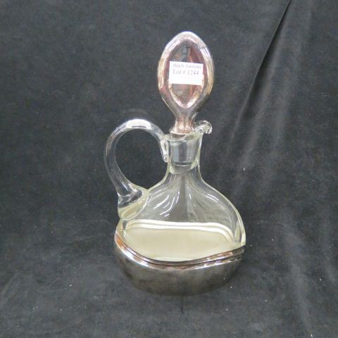 Appraisal: Sterling Silver Crystal Decanter signed Israel artist excellent