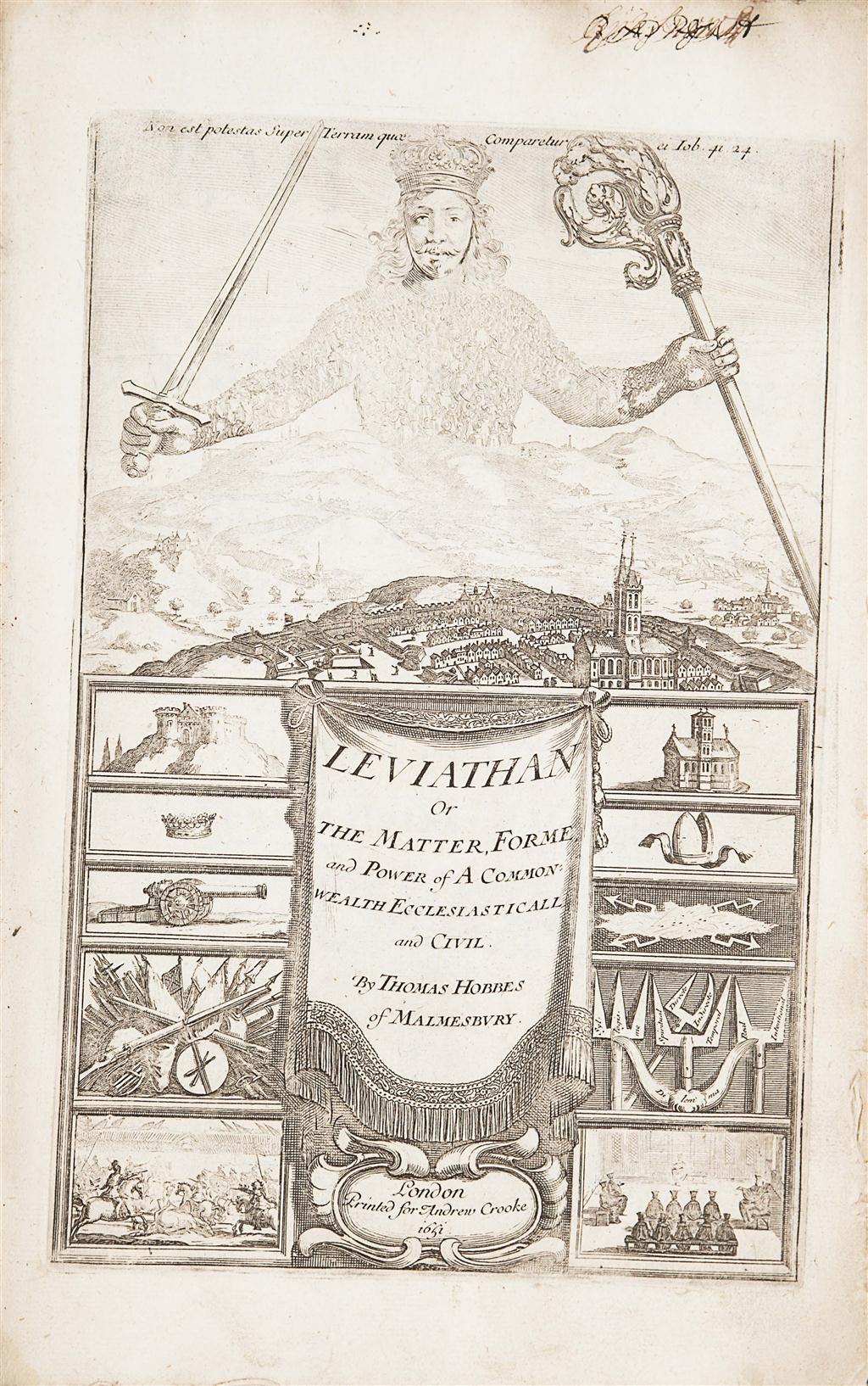 Appraisal: HOBBES THOMAS LEVIATHAN London A Crooke but Amsterdam c to