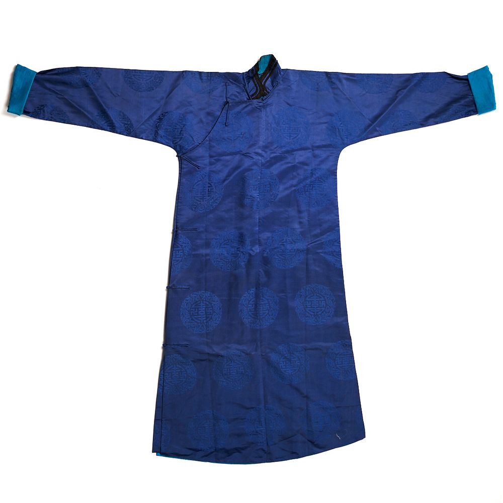 Appraisal: Early th C Chinese Blue Brocade Silk Robe Early th