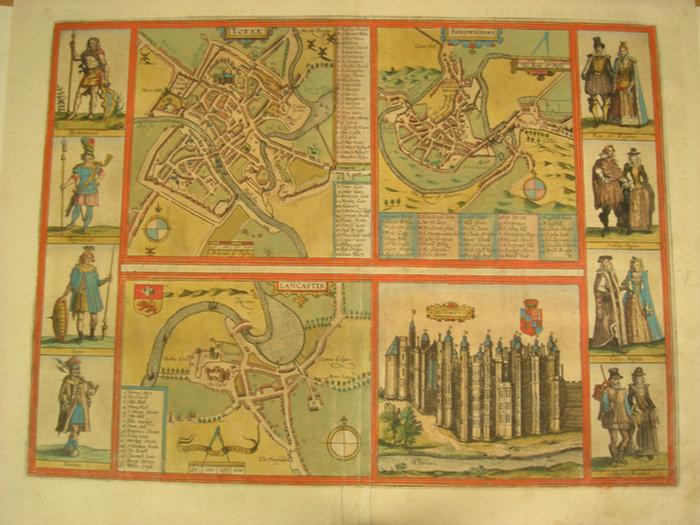 Appraisal: Town plans of Yorke Shrowsbury Lancaster Richmont by Georg Braun