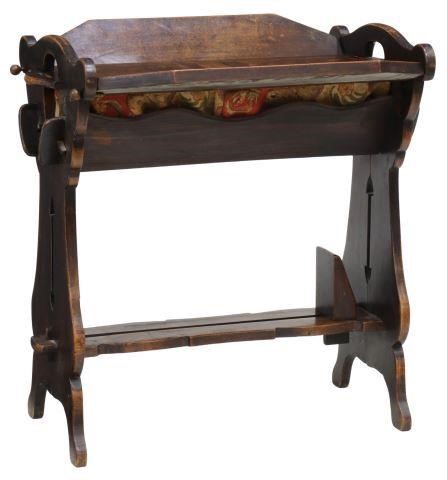 Appraisal: French Provincial walnut sewing table early th c having curved