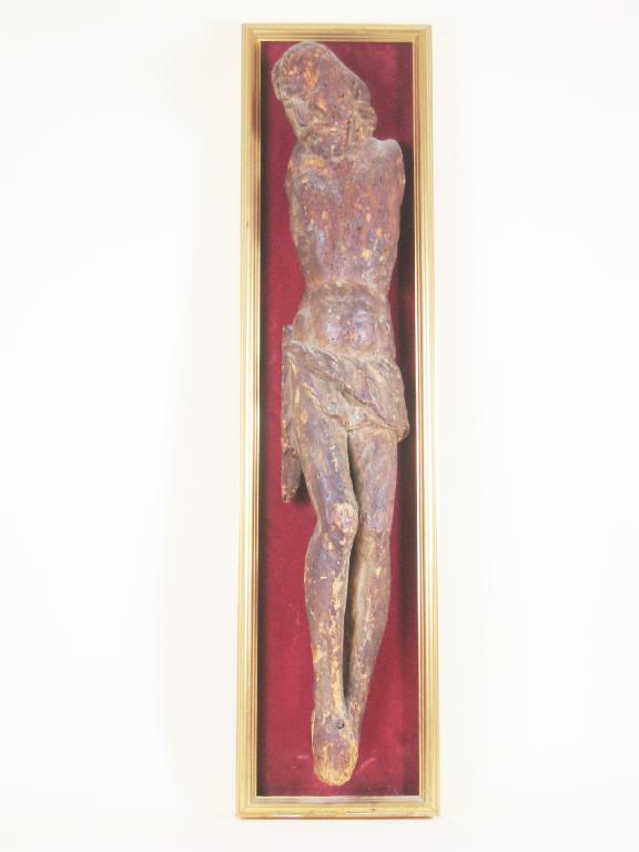 Appraisal: An antique wooden carving of Christ Crucified lack arms set