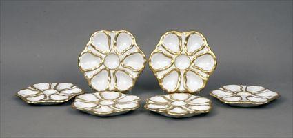 Appraisal: Six German Gilt Porcelain Oyster Plates in diam