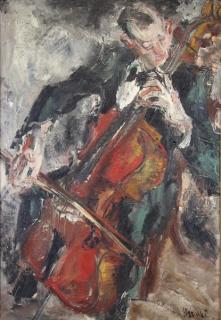 Appraisal: PAUL Gen Oil on Canvas Jean Kother Violoncelliste Signed lower