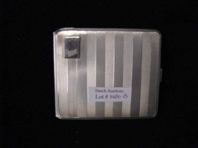 Appraisal: Sterling Silver Cigarette Case deco design x English hallmarks troy