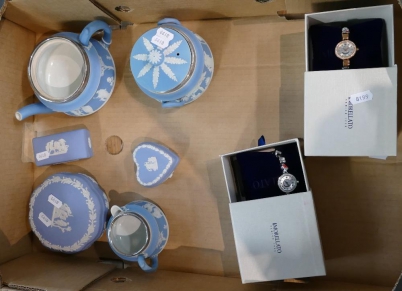 Appraisal: A collection of Wedgwood jasperware items to include trinket boxes