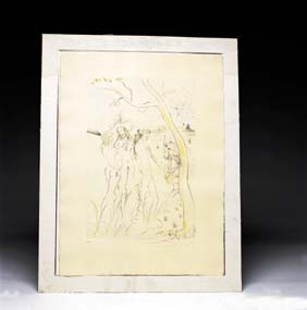 Appraisal: SIGNED DALI COLOR ETCHING Color etching on paper entitled Judgment