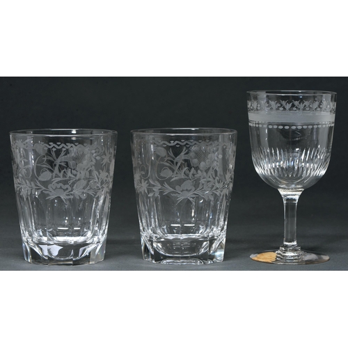 Appraisal: A pair of Victorian fluted and engraved glass beakers inscribed