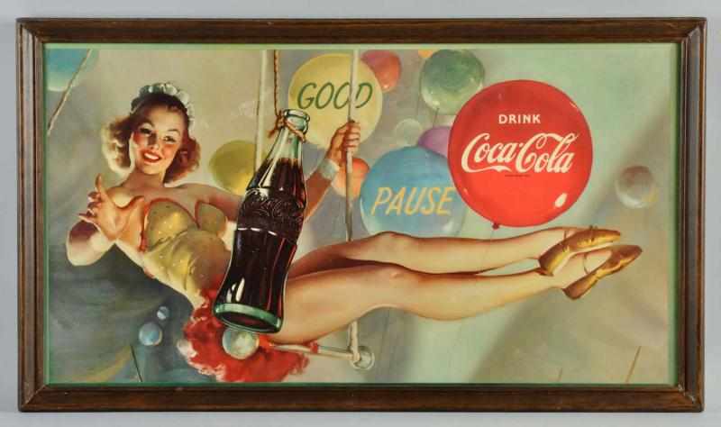 Appraisal: Cardboard Coca-Cola Horizontal Poster Framed under glass Nice s graphics