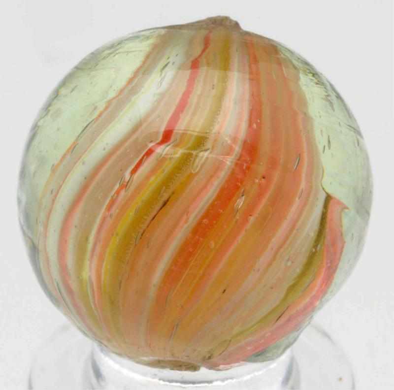 Appraisal: Shrunken Core Onionskin Marble Shrunken core in white pink and