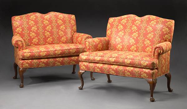 Appraisal: A pair of George II style carved mahogany settees fourth