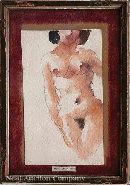 Appraisal: Jules Pascin French - Nude Study watercolor and pencil on