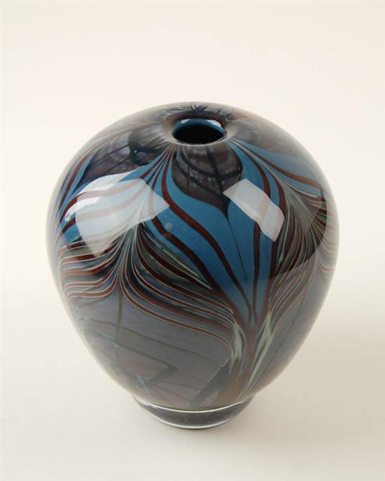 Appraisal: Nichols Art Glass Vase signed on base H