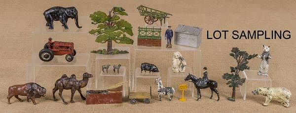 Appraisal: Large group of spelter train accessories to incl Large group