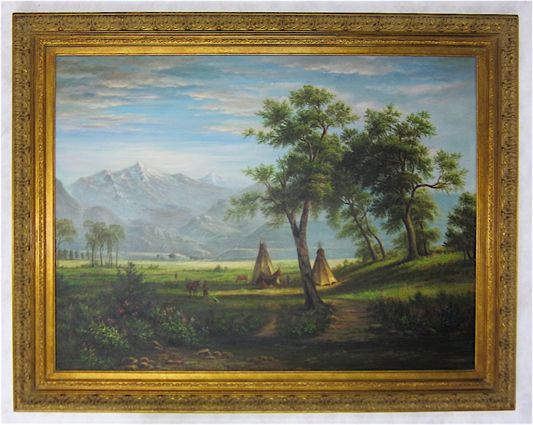 Appraisal: MILLICENT OIL ON CANVAS American th st century Indian Camp