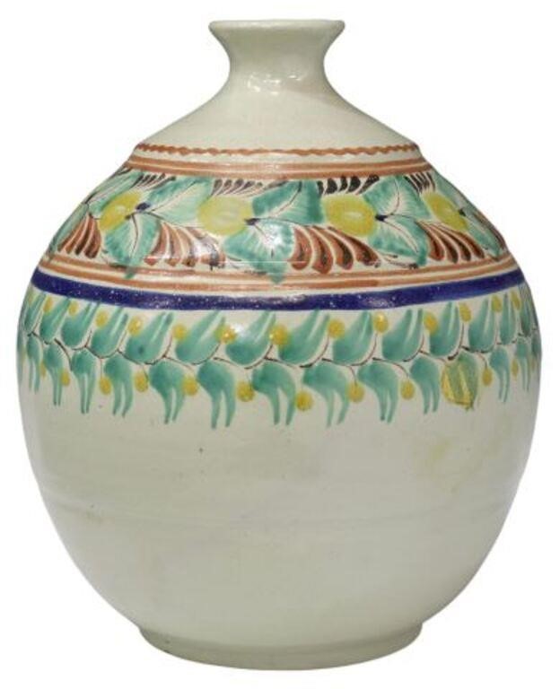 Appraisal: Large tin-glazed earthenware vase Gorky Gonzalez - Guanajuato Mexico with