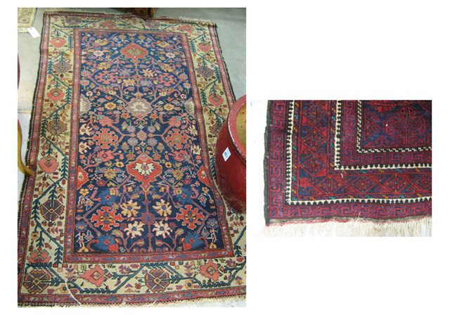 Appraisal: TWO HAND KNOTTED AREA RUGS ' x ' Afghan Belouch