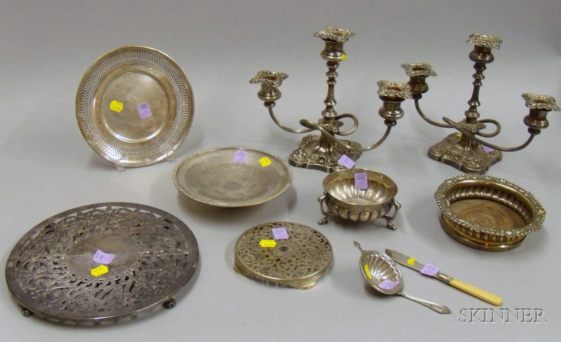 Appraisal: Group of Silver and Silver Plated Serving and Flatware pair