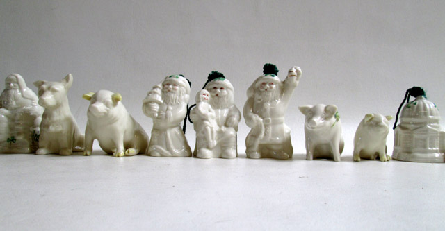 Appraisal: TWENTY BELLEEK HOLIDAY ORNAMENTS AND ANIMAL FIGURINES all marks and