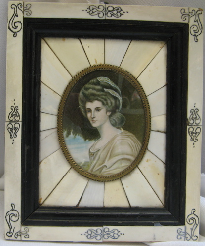 Appraisal: MINIATURE OIL PAINTING portrait of woman in classical costume with