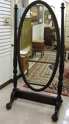 Appraisal: CHIPPENDALE STYLE MAHOGANY CHEVAL MIRROR American c 's the oval