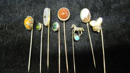 Appraisal: Eight mixed stone stick pins th century