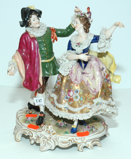 Appraisal: LARGE DRESDEN PORCELAIN FIGURAL GROUP SOME FAULTS