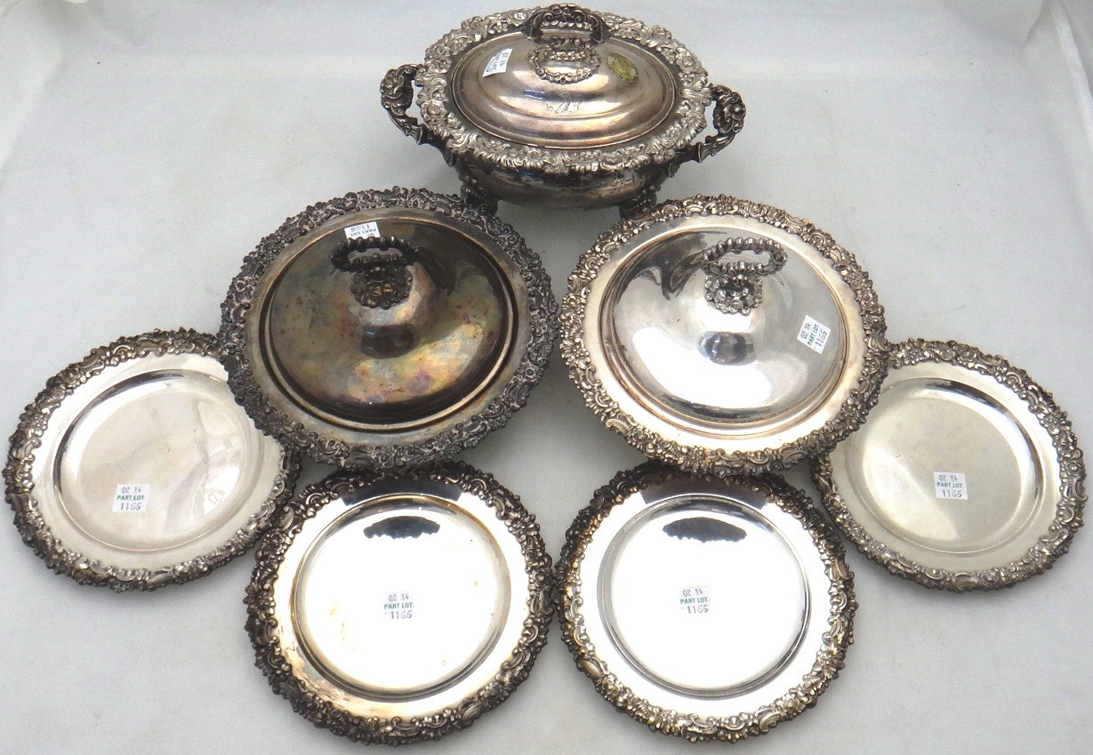 Appraisal: Plated wares comprising a Sheffield plated oval lidded sauce tureen