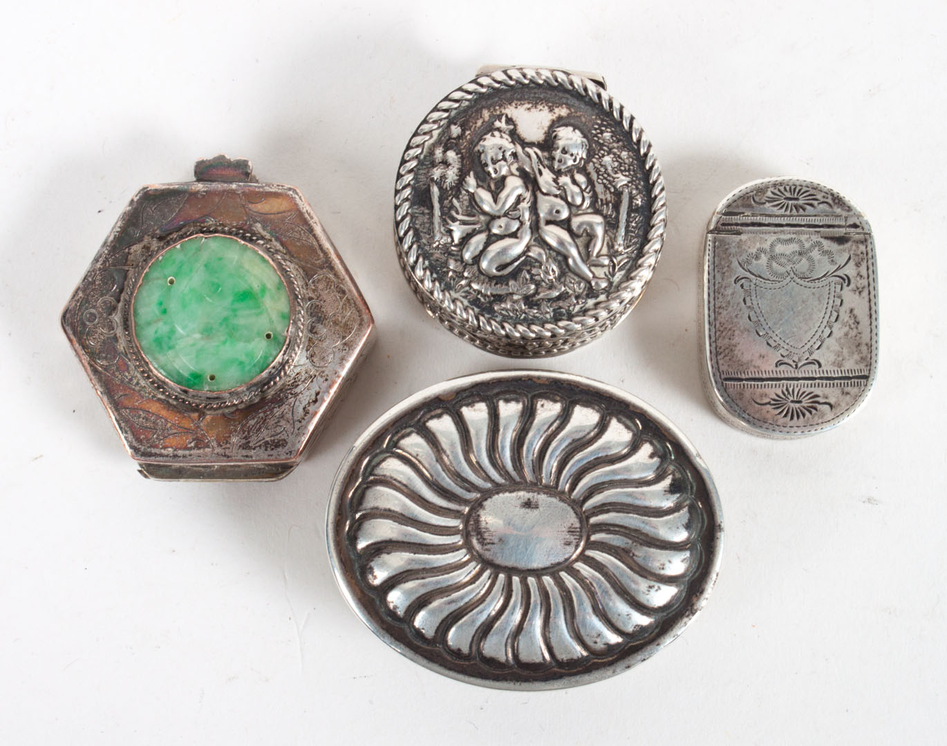 Appraisal: Three European silver miniature boxes th th century including Hanau