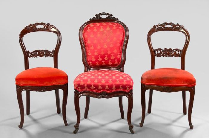 Appraisal: Suite of Three Napoleon III Mahogany Parlor Chairs third quarter