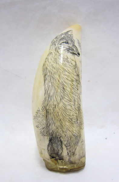 Appraisal: SPERM WHALE IVORY TOOTH scrimshawed with the upright form of