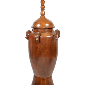 Appraisal: A Monumental Carved Hardwood Urn and Cover Height width inches