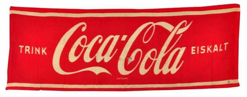 Appraisal: German Fabric Coca-Cola Banner Description Circa s Made of heavy