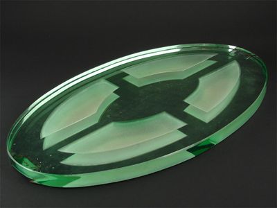 Appraisal: An Art Deco mirrored and frosted glass tray the design