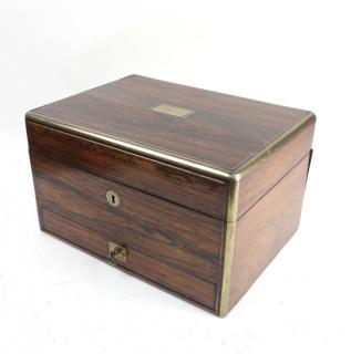 Appraisal: Antique Dresser Box Antique dresser box with brass inlay One