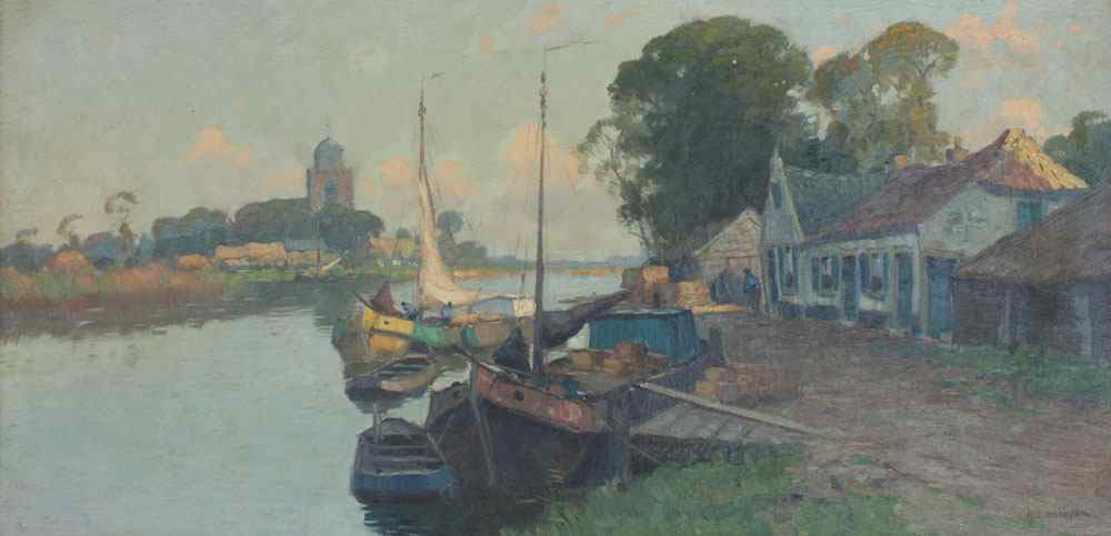 Appraisal: DUTCH COASTAL SCENE SIGNED VAN VOORN OIL Canvas '' x