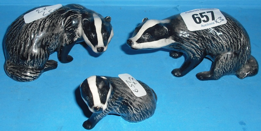 Appraisal: Beswick Male Badger Female and Cub