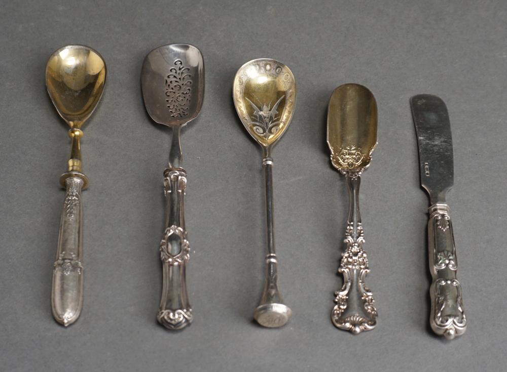 Appraisal: Five Assorted International Sterling and Lesser Silver Handle and Flat