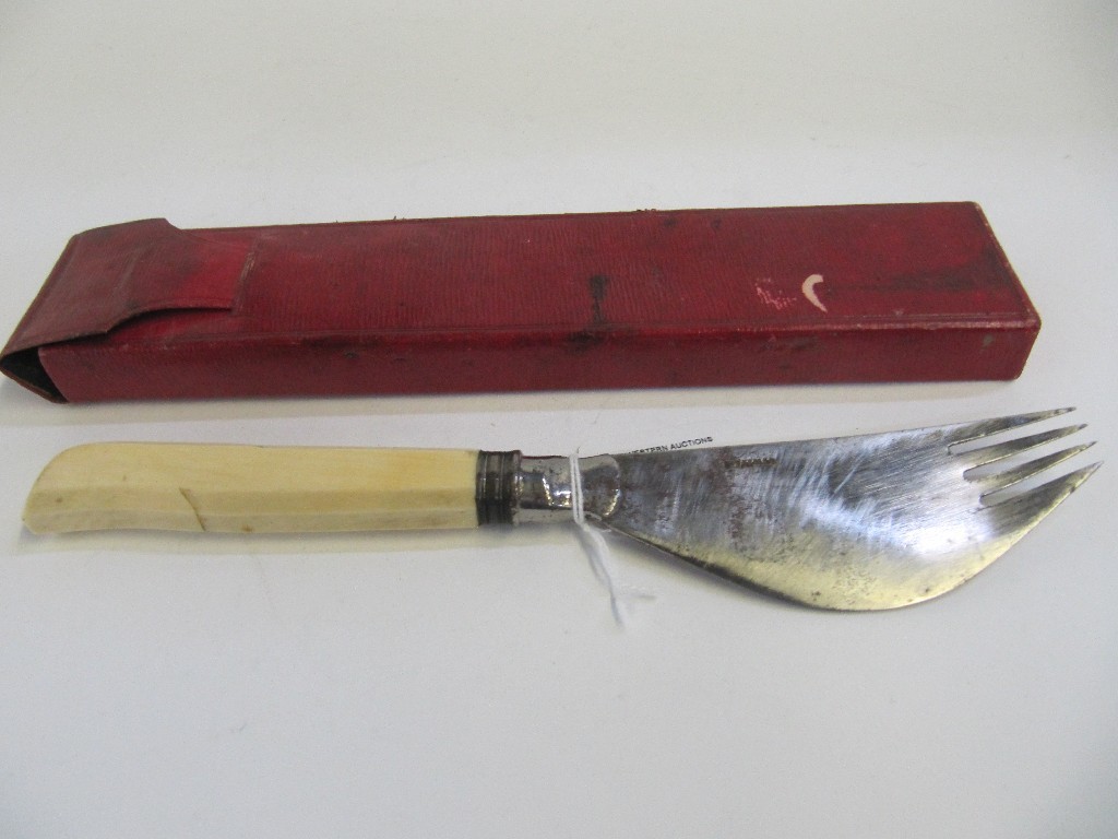 Appraisal: A campaign combined knife and fork stamped G Palmer in