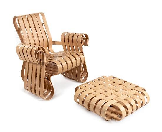 Appraisal: Frank Gehry Canadian b Power Play Lounge Chair and Ottoman